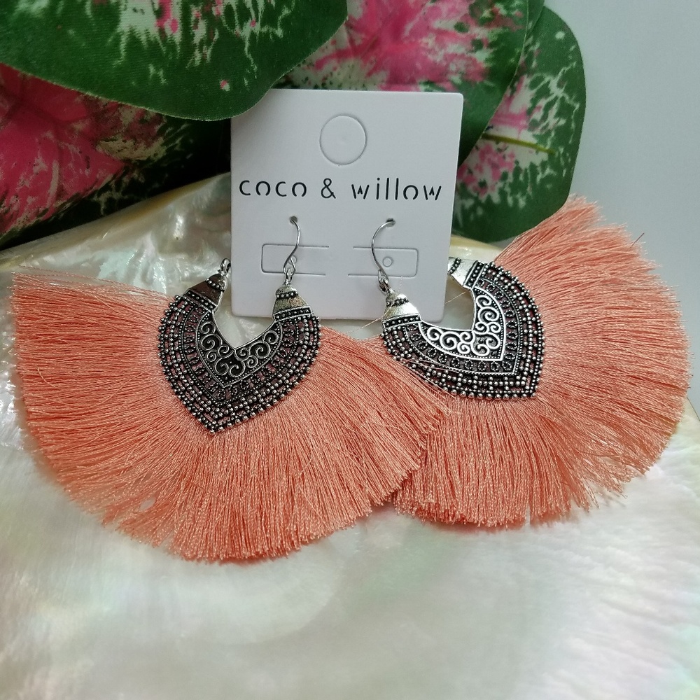 Fringe tassel hoop earrings